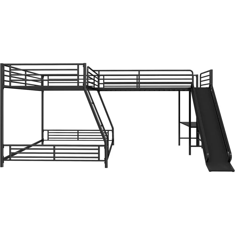 L Shaped Twin Over Full Bunk Bed With Desk Premium