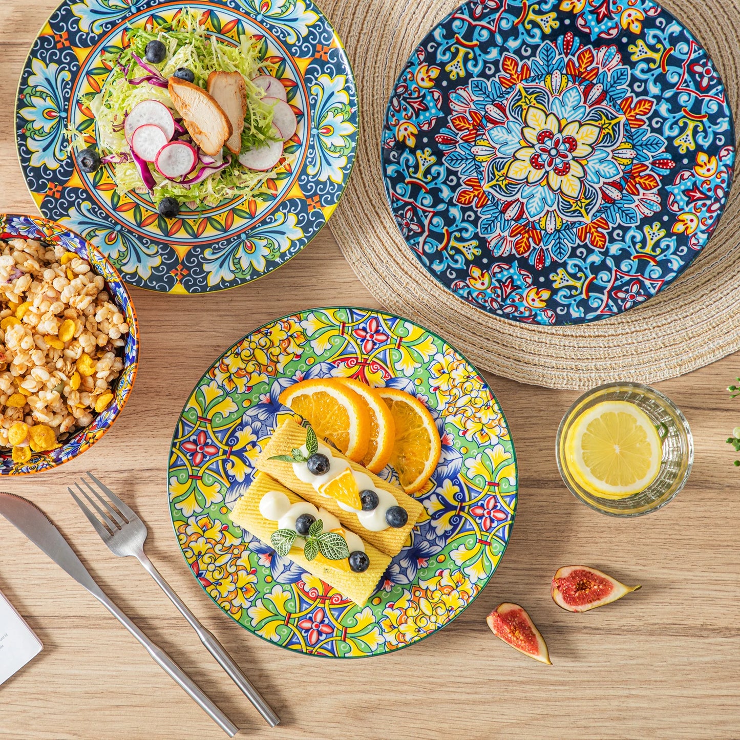 MALACASA Porcelain Dinner Plates Set Scratch Resistant Everyday Dining