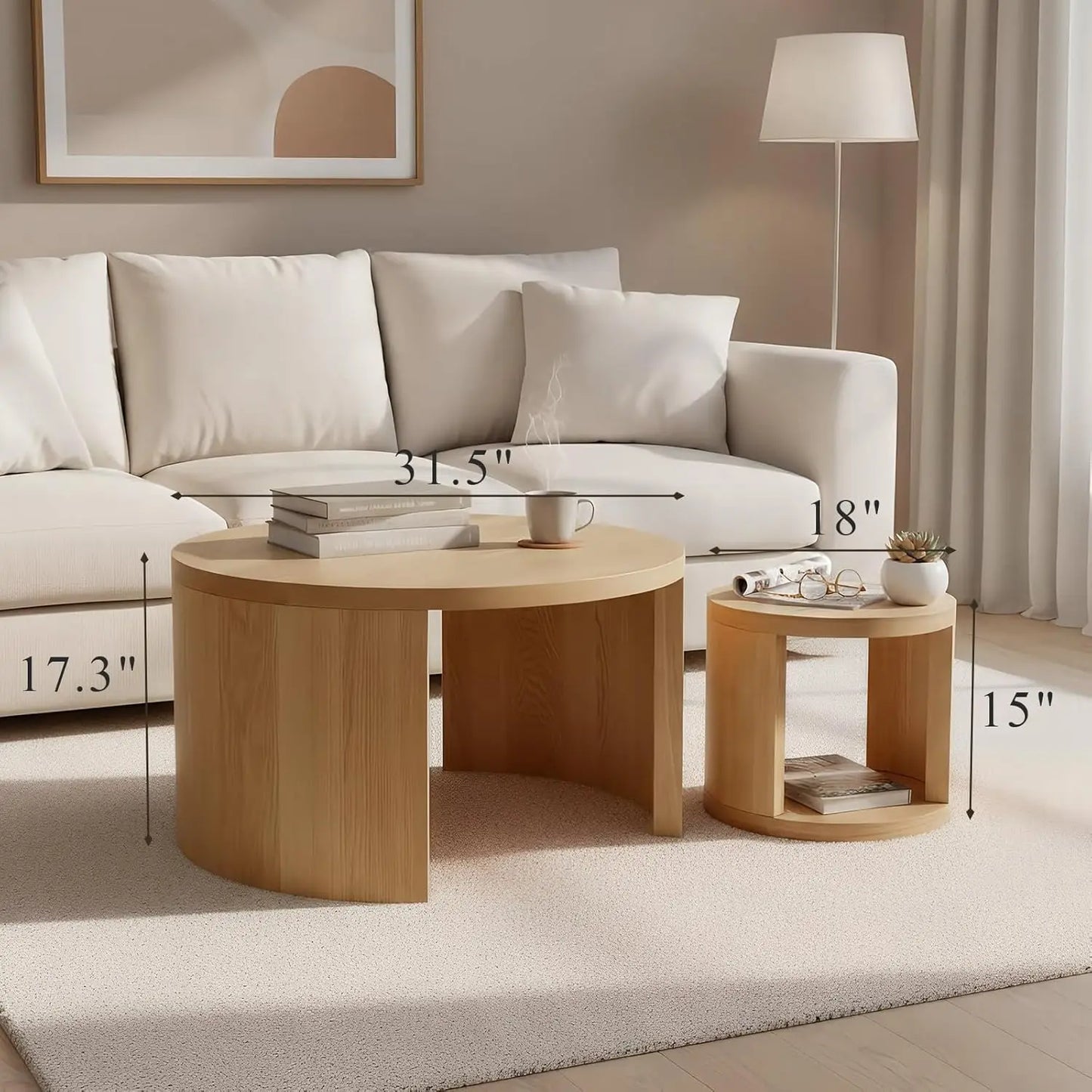 Round Nesting Coffee Tables With Storage