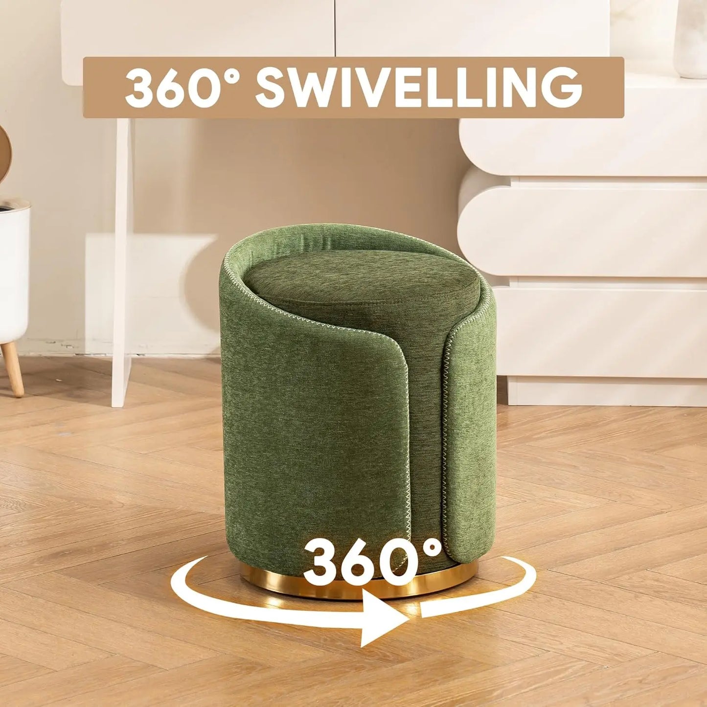 Swivel Vanity Stool Round Makeup Vanity Chair Ottoman Foot Rest