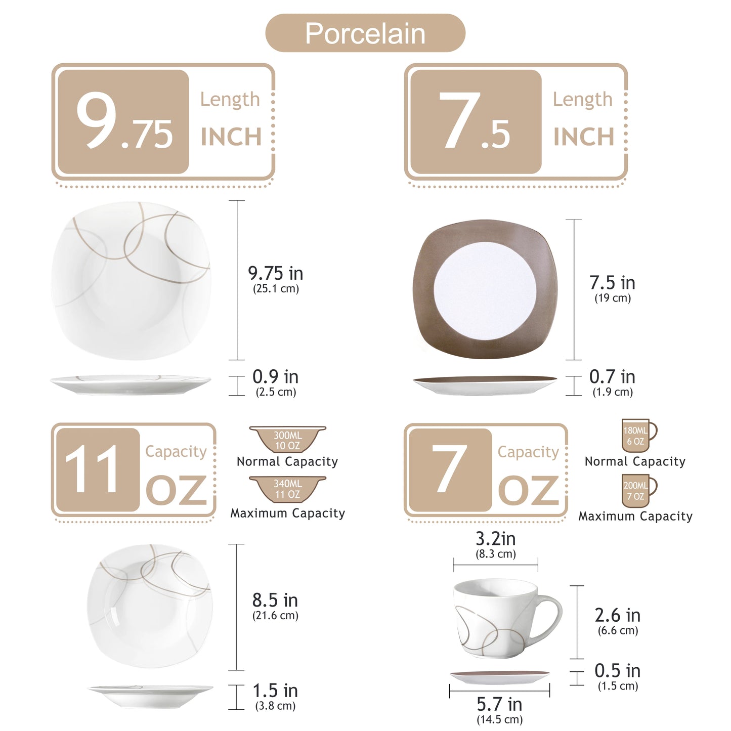 MALACASA 30-Piece Porcelain Dinnerware Set With Plates Cups Saucers