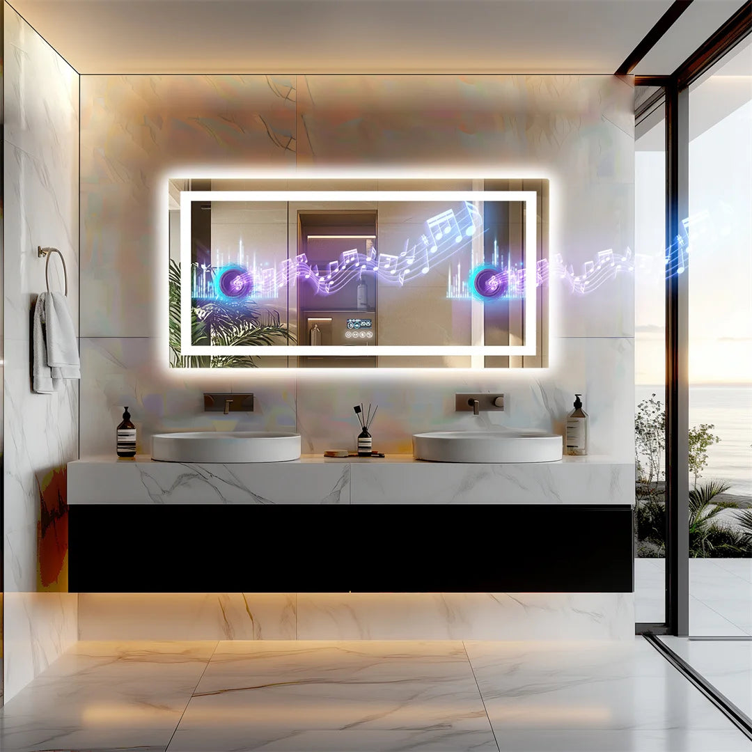 LUVODI Large Bluetooth Vanity Mirror With LED Light Three Color Temperatures