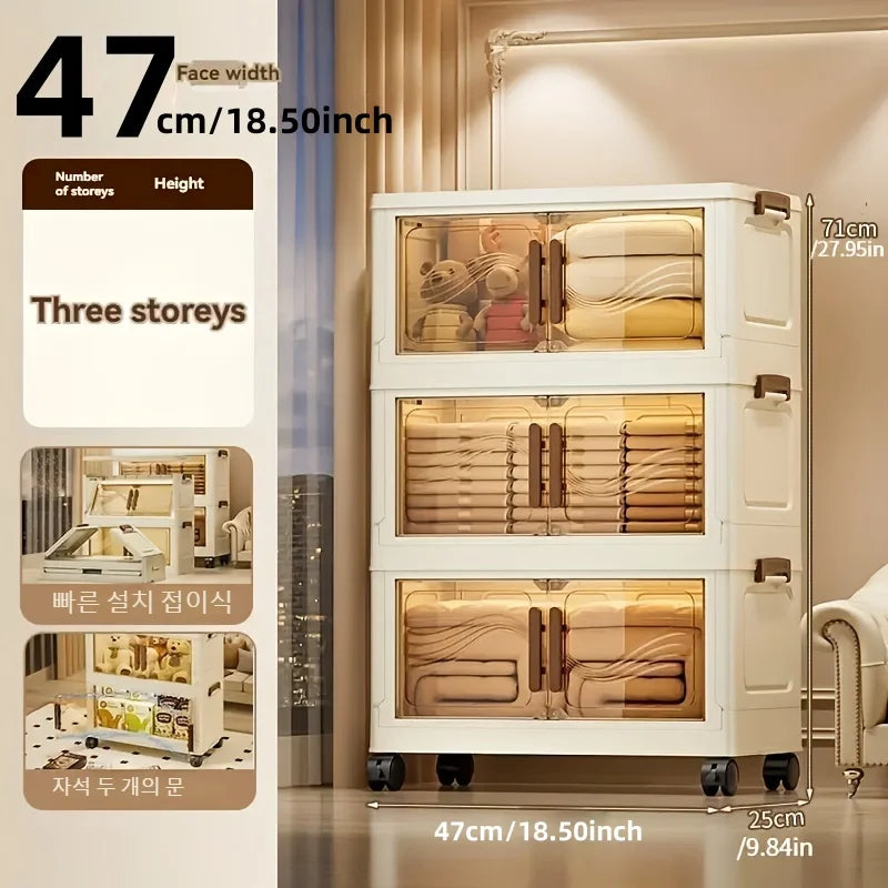 Foldable Storage Box With Clear Door For Home Organization