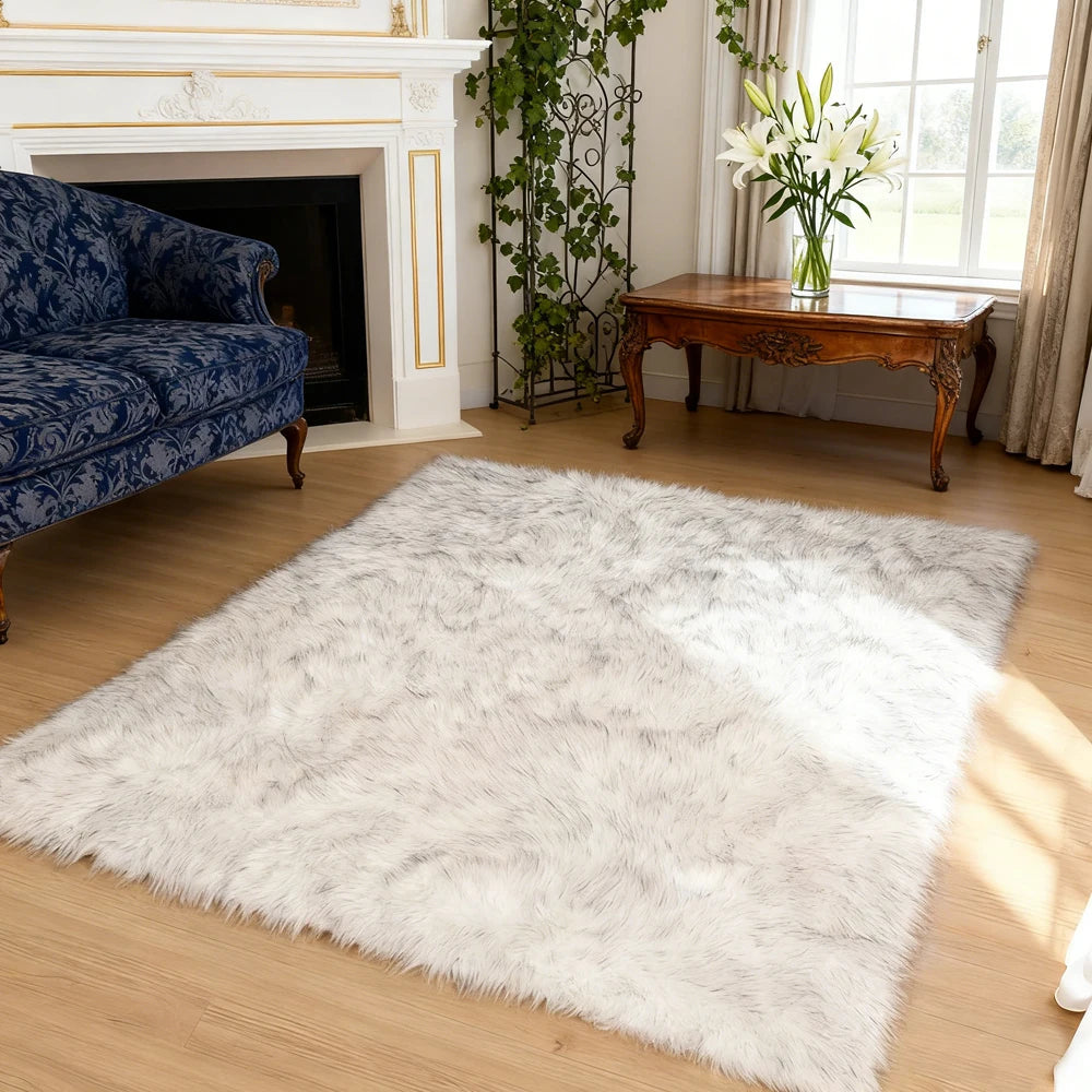 Fluffy Faux Sheepskin Shag Rug for Living Room and Bedroom