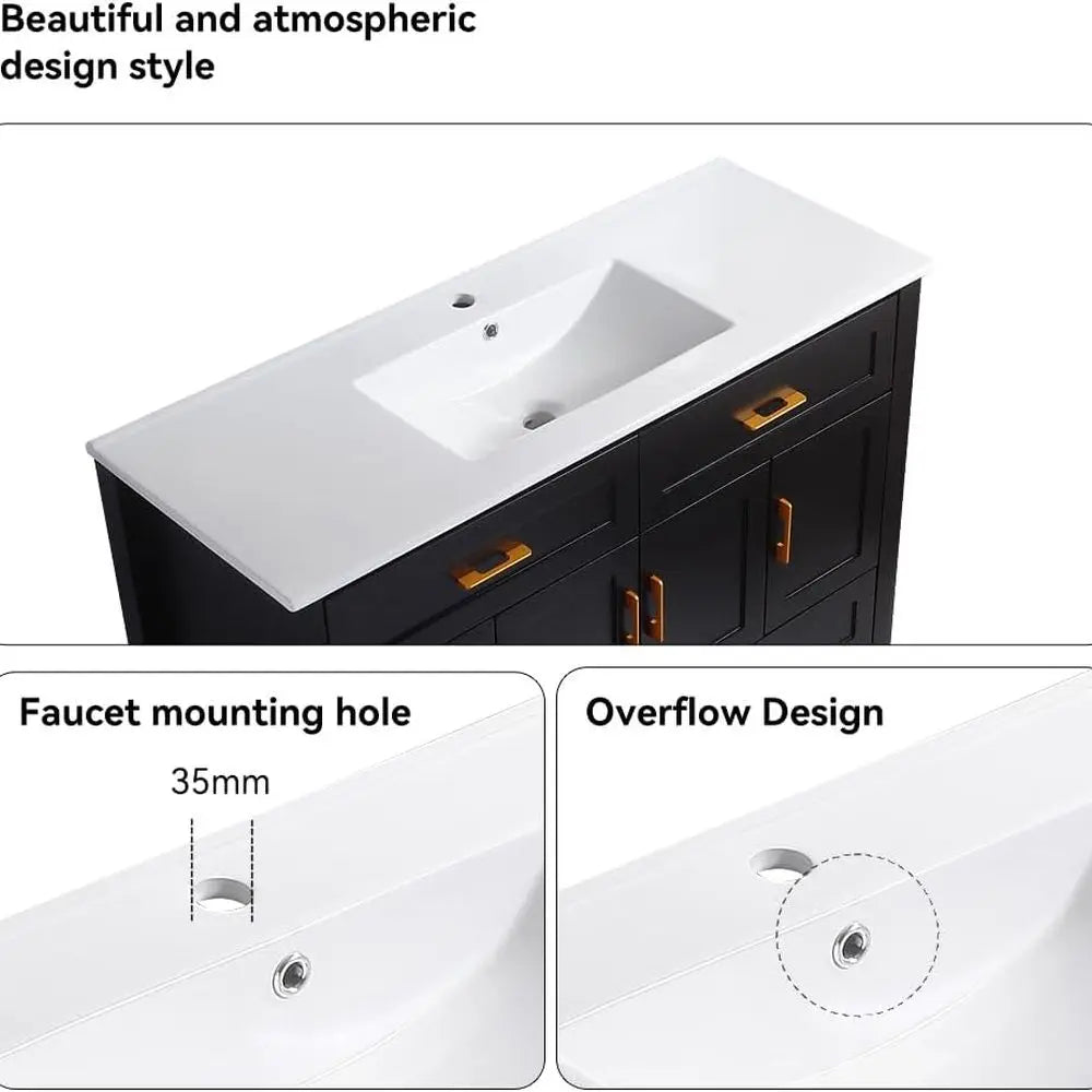Modern Bathroom Vanity With Sink And Four Drawers Storage Cabinet