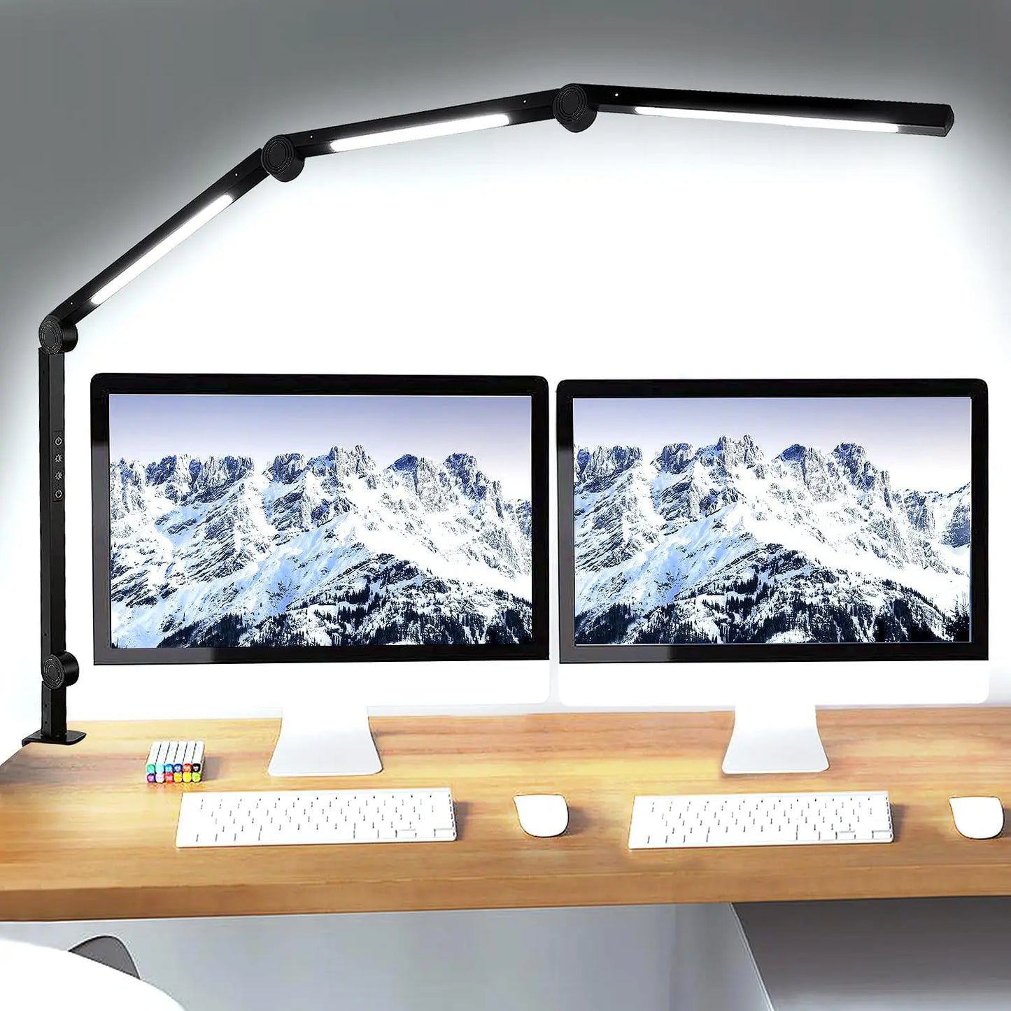 LED Desk Lamp With Clamp Flexible Swing Arm Three Lights