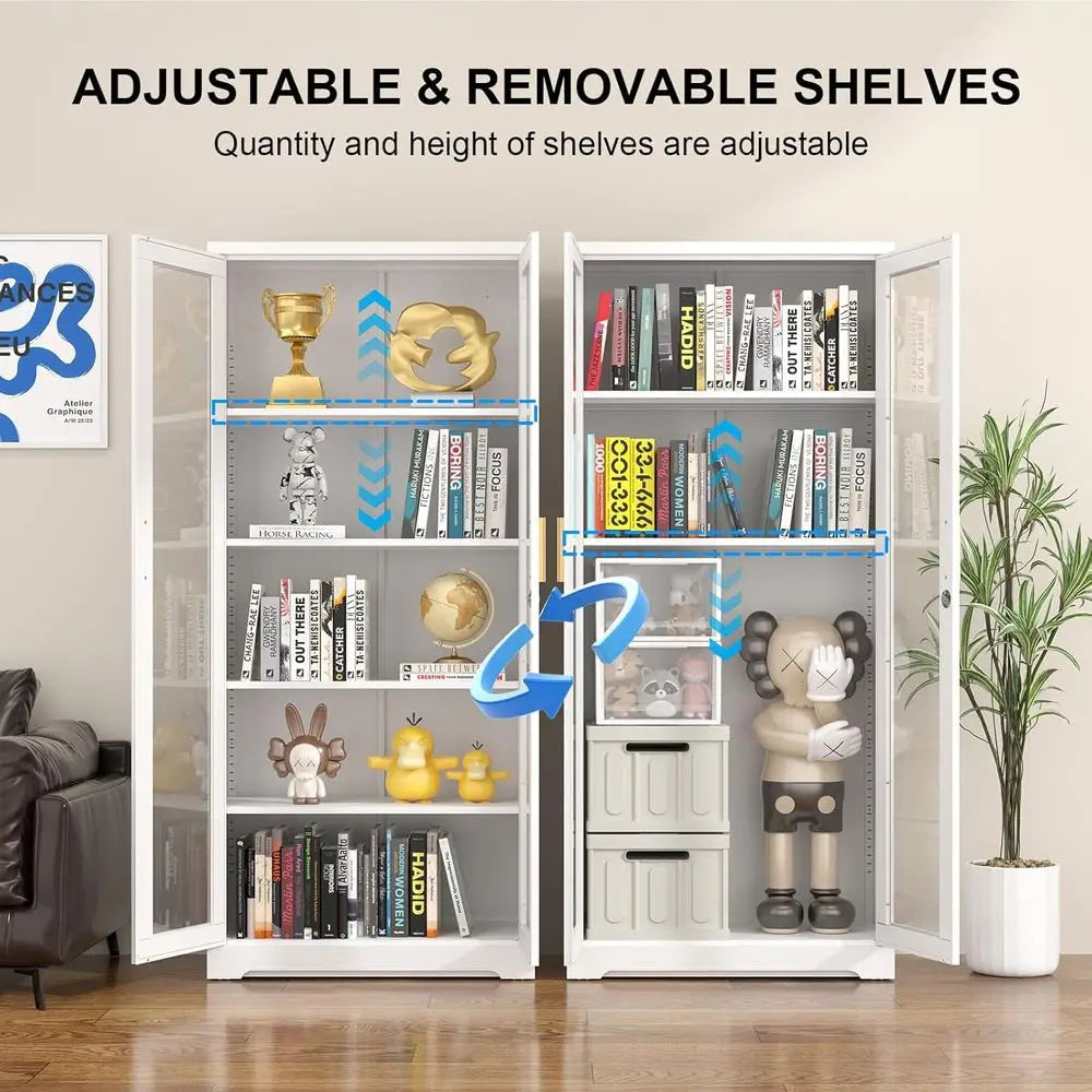 Metal And Glass Curio Cabinet With Lock