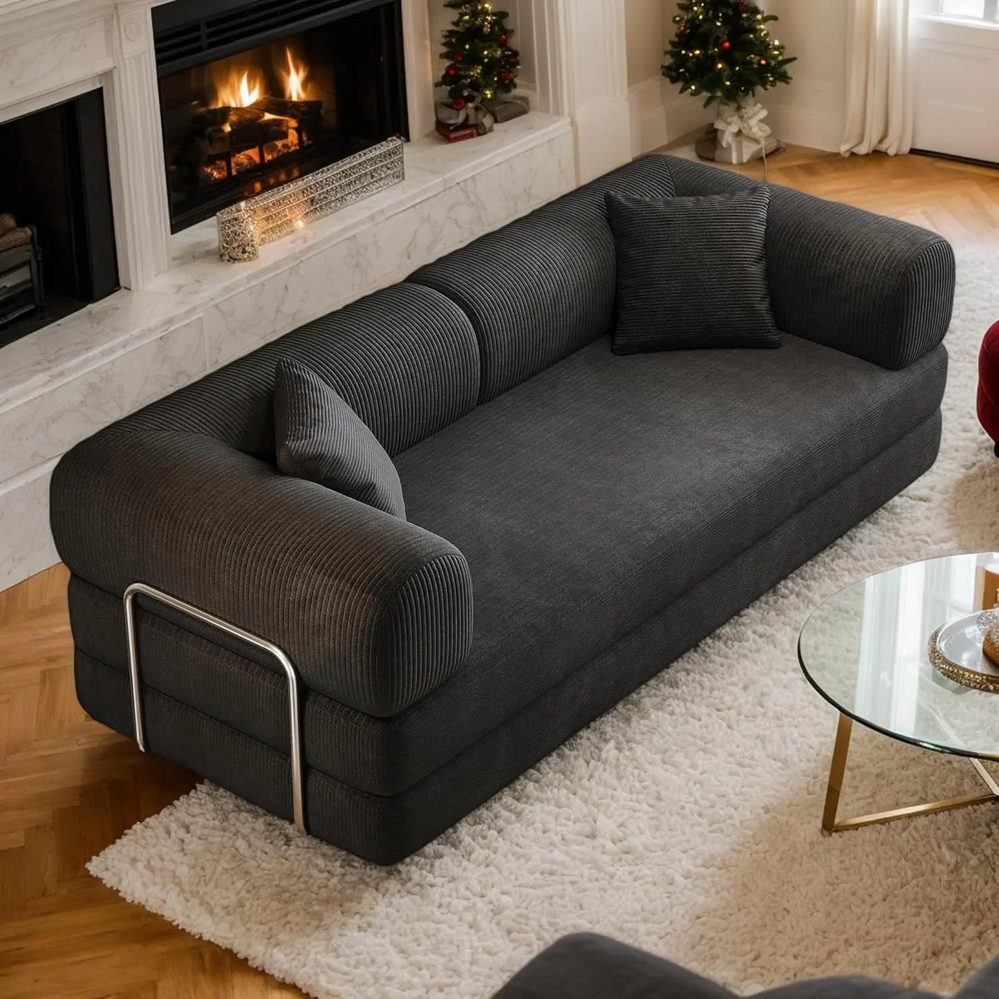 4 In 1 Corduroy Convertible Sleeper Sofa Bed Futon Loveseat