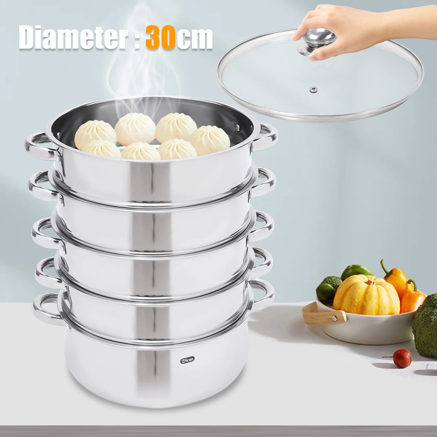Stainless Steel Steamer Multifunctional Kitchen Appliance Durable And Easy Clean