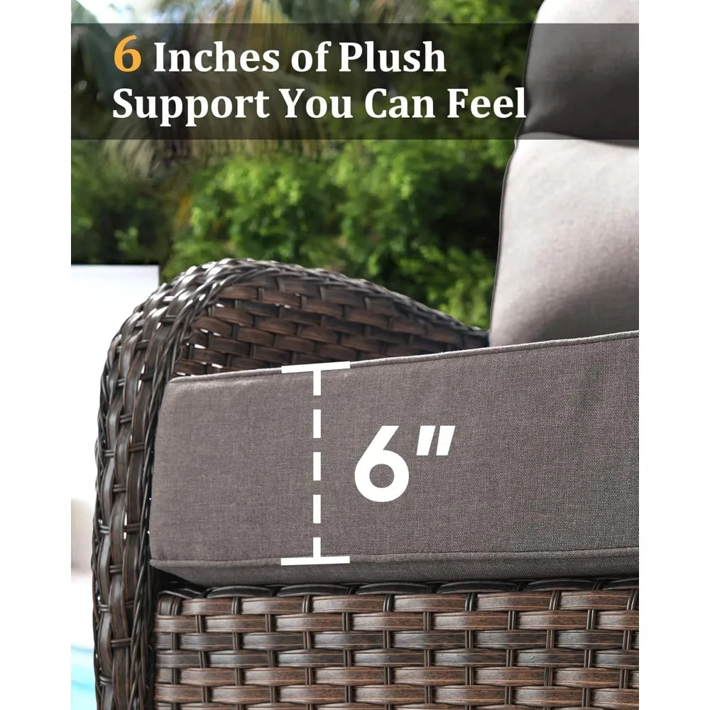 Luxurious 3 Piece Patio Conversation Set With Cushions And Swivel Rockers