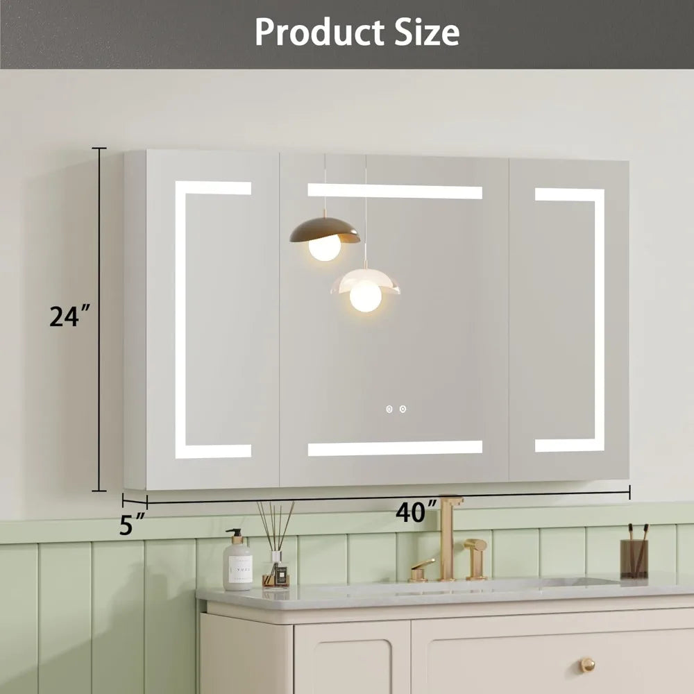 LuxeMerge LED Mirror Medicine Cabinet For Bathroom