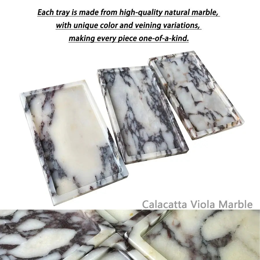 Calacatta Viola Marble Vanity Tray For Bathroom And Dresser