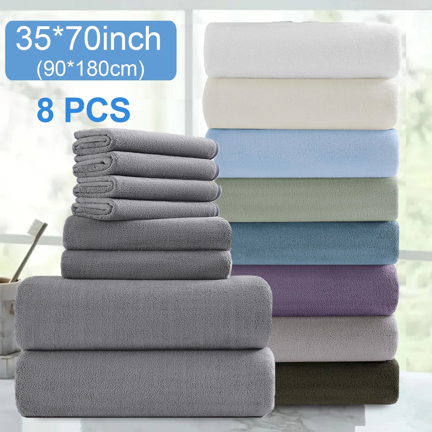 Belista Bath Towels Set 100 Percent Polyester Absorbent Machine Washable