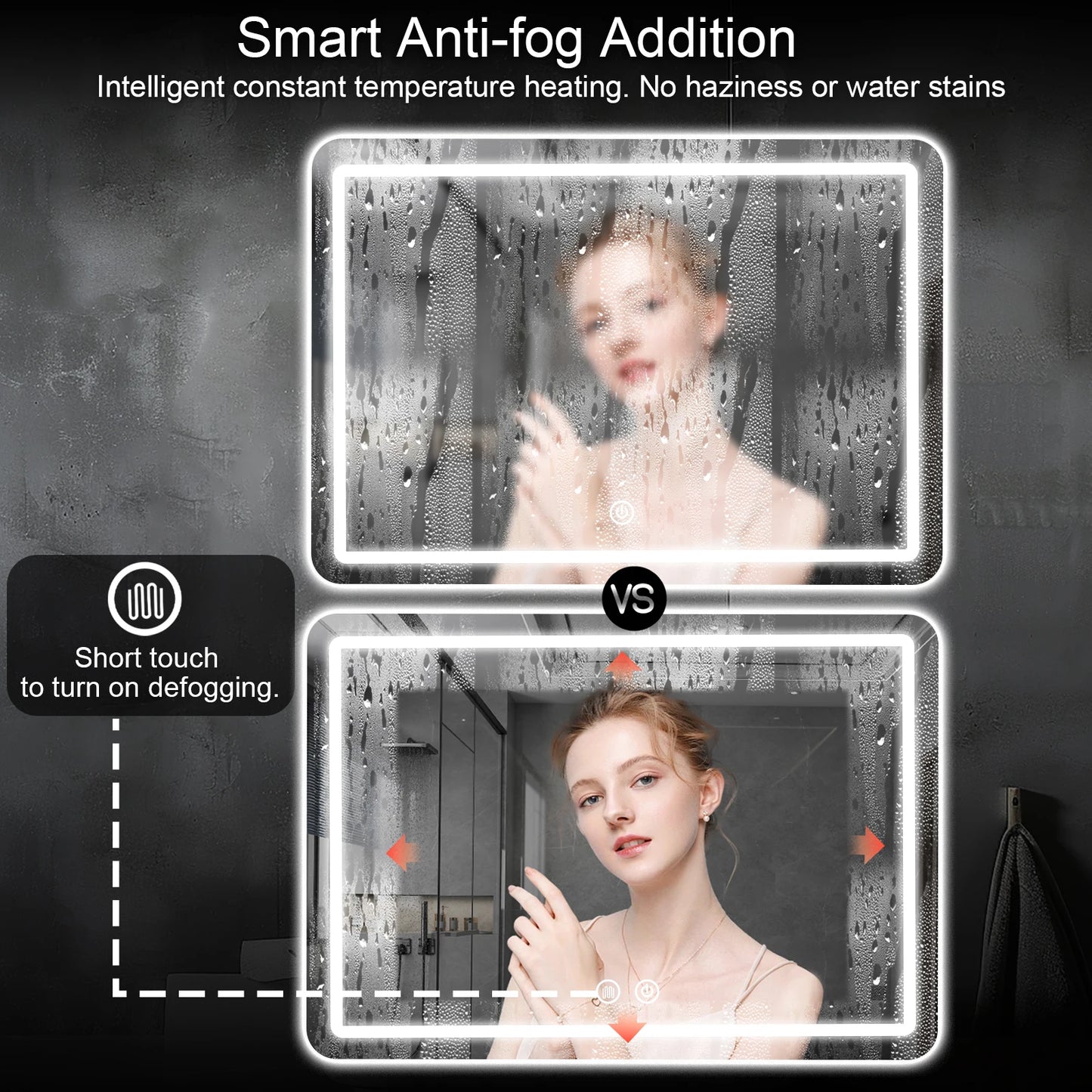MYGIIVOVO LED Backlit Fogless Wall Mounted Vanity Mirror Demister