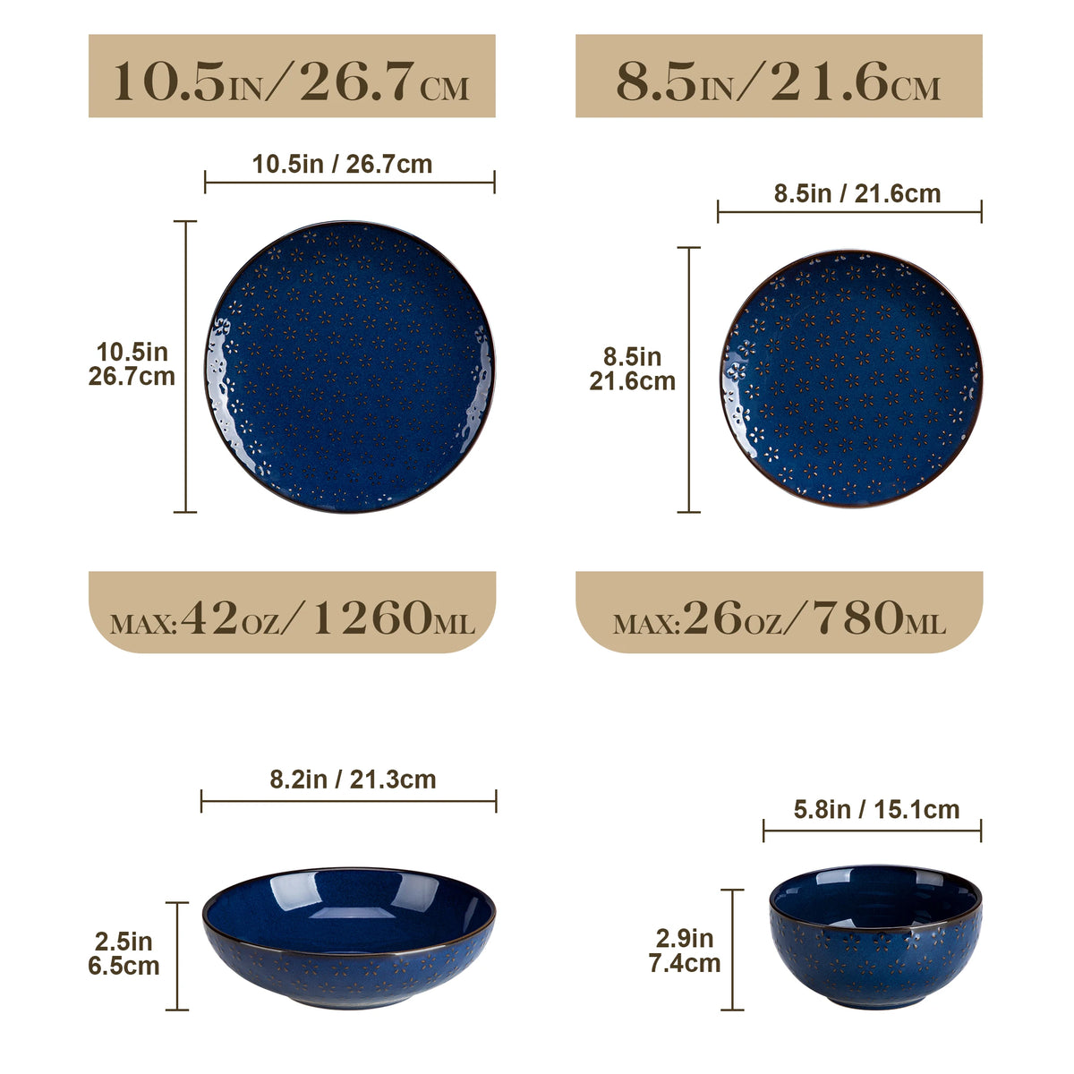 Malacasa Lydia 32 Piece Stoneware Dinnerware Set With Floral Embossed Design