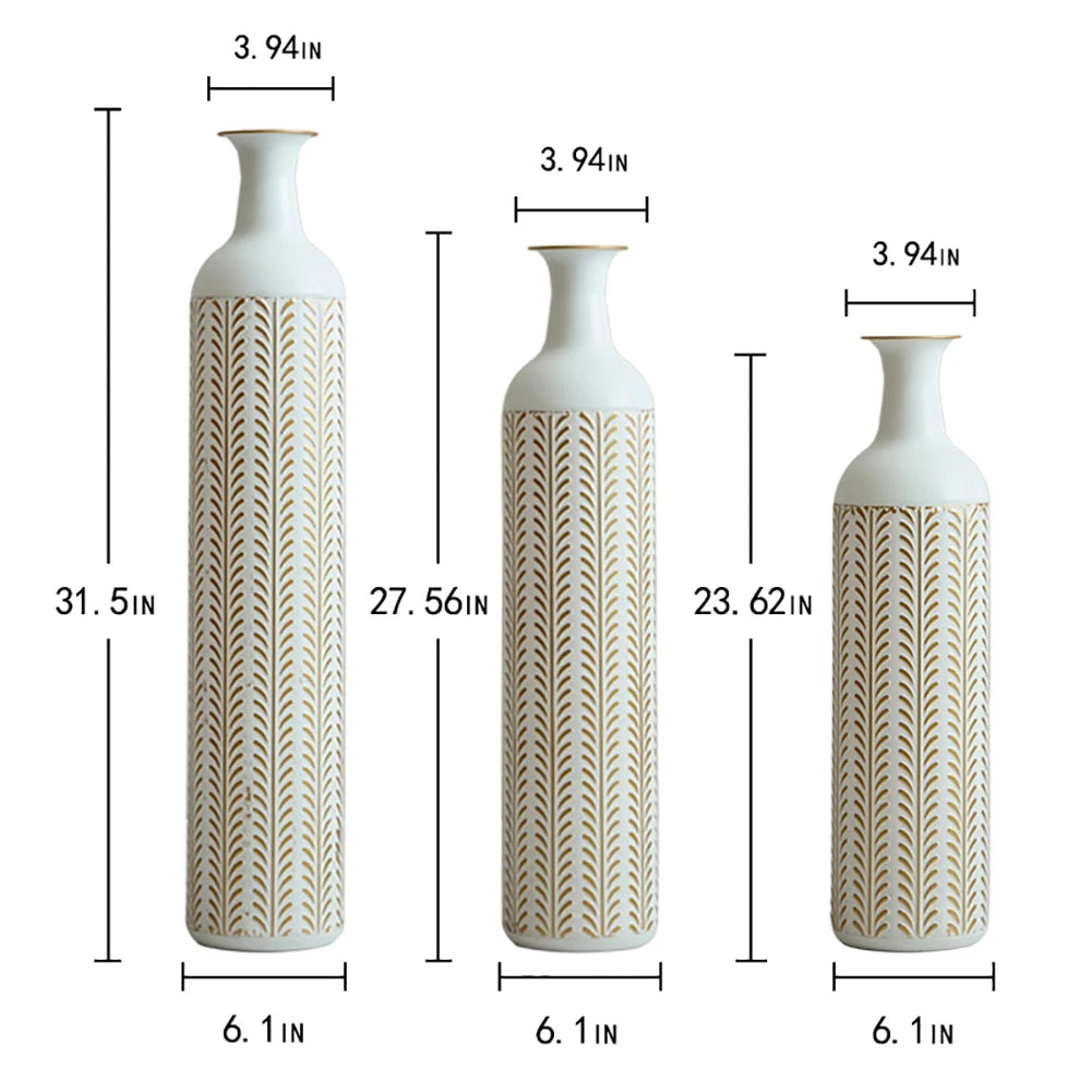 TWISTER.CK Floor Metal Vase Set Modern Decorative Drop Shape Vases