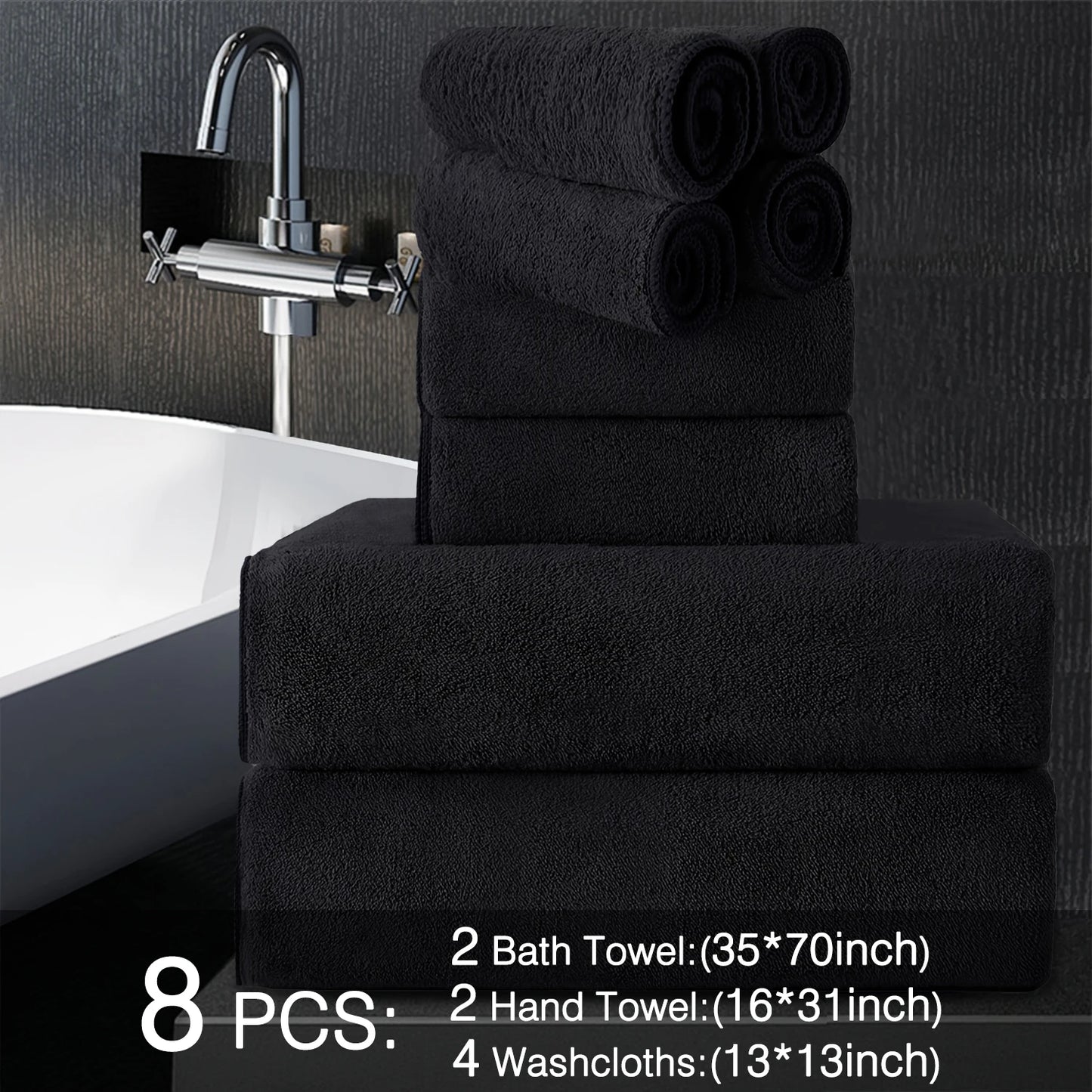 Belista Bath Towels Set 100 Percent Polyester Absorbent Machine Washable