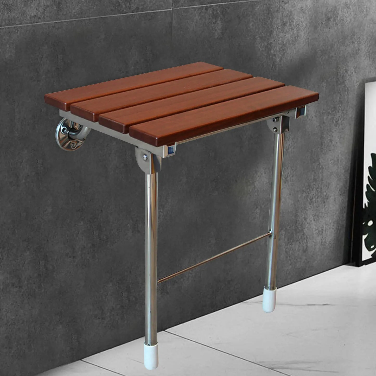 Fold Down Shower Seat Wall Mounted Solid Wood Bench