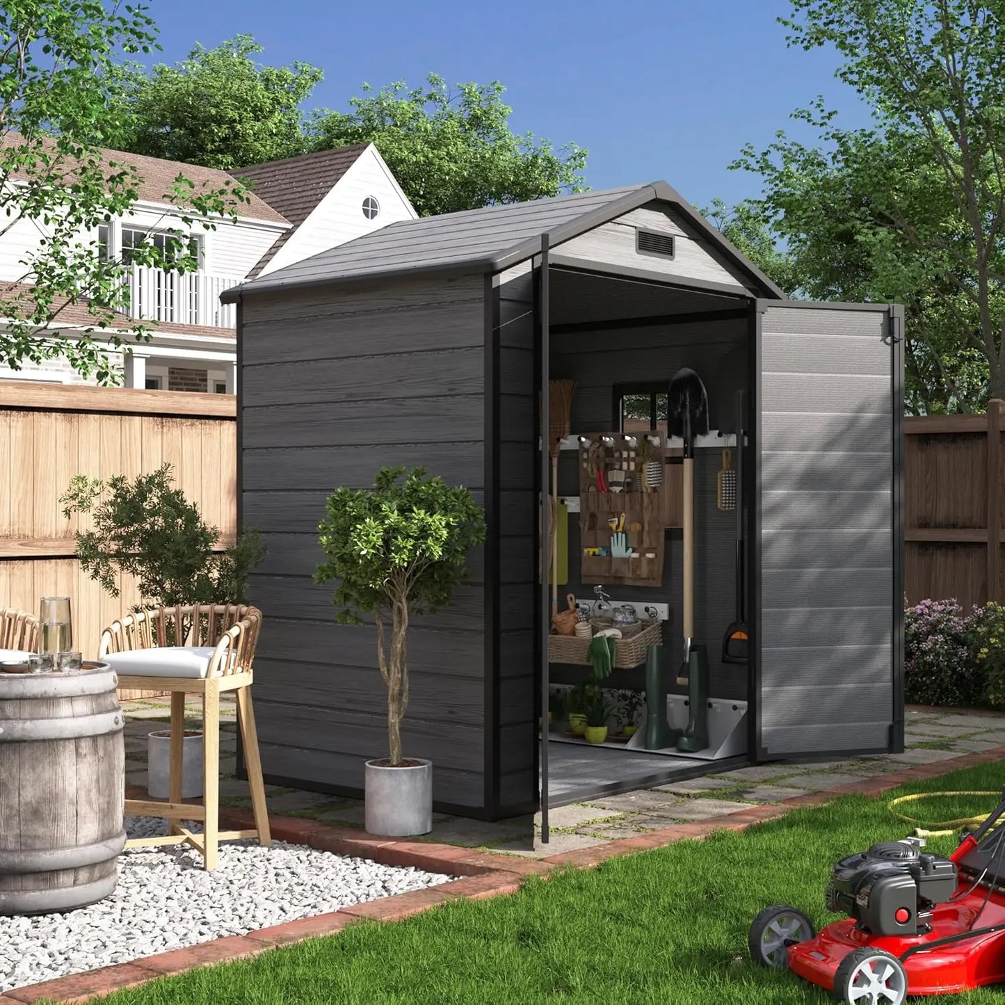 XIAOLANG Outdoor Resin Storage Shed - Lockable Plastic Garden Shed