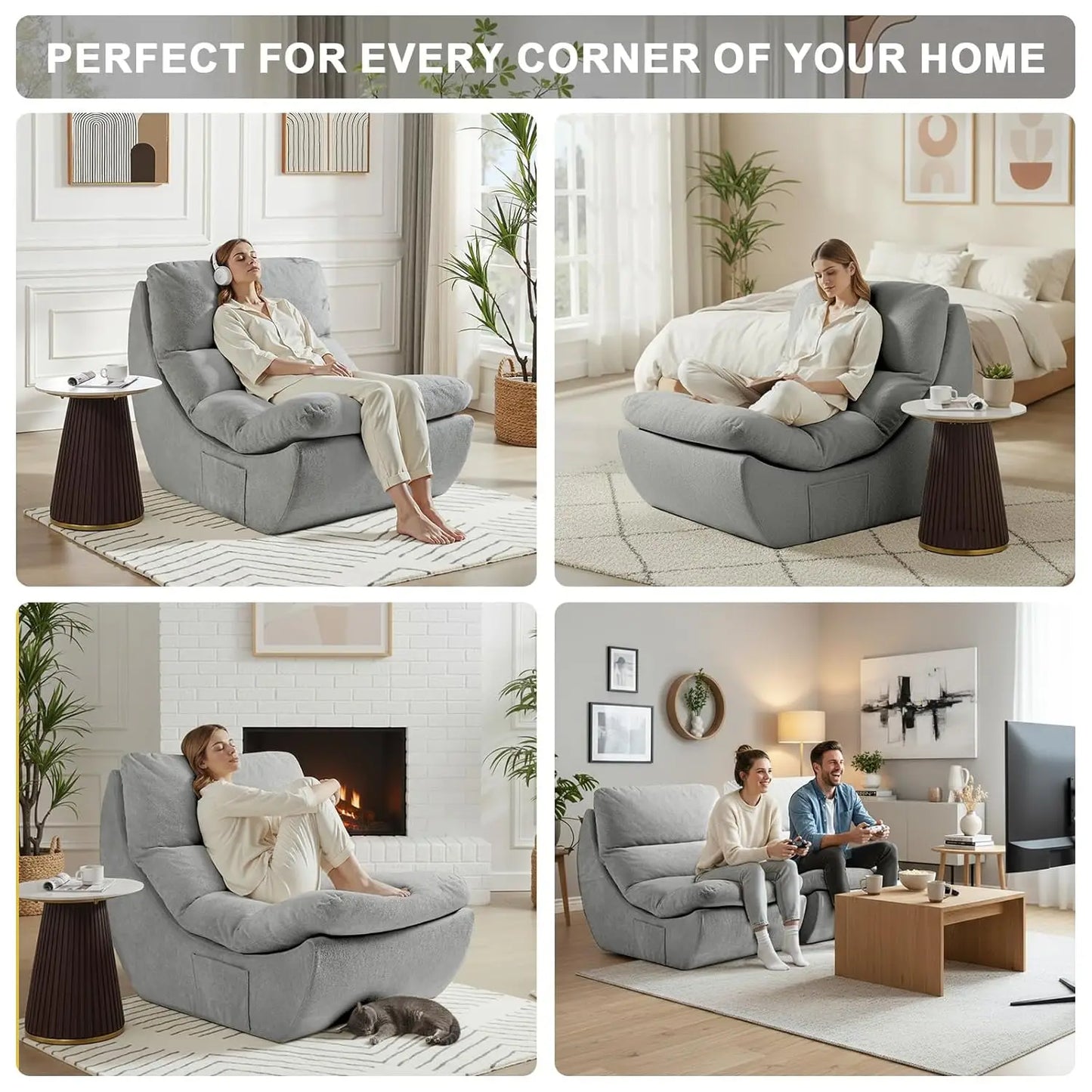 HUANZHUANG Comfy Reading Chair For Adults Modular Bean Bag Chair