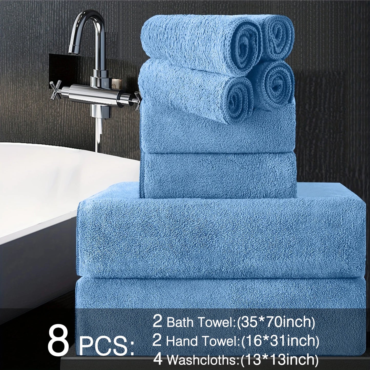 Belista Bath Towels Set 100 Percent Polyester Absorbent Machine Washable