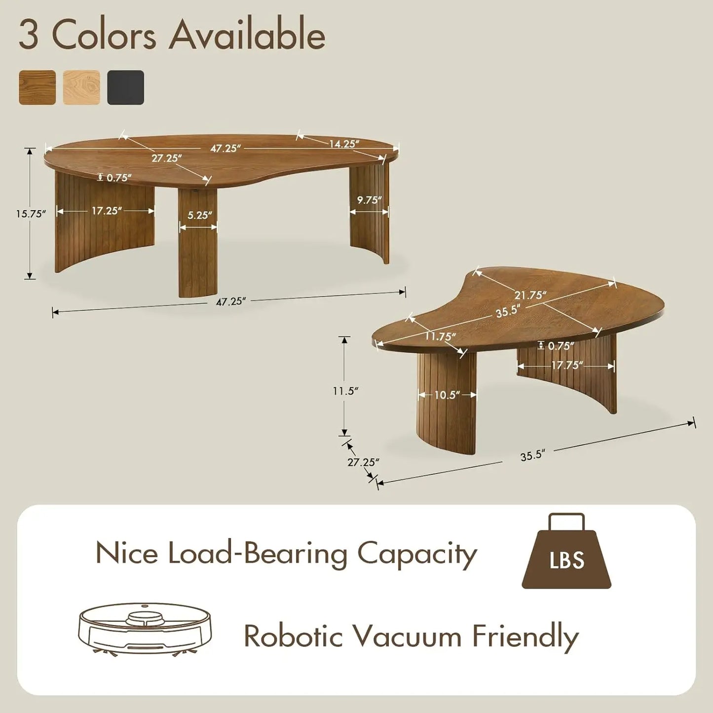 Walnut Nesting Coffee Tables Set Of 2 Mid Century Modern