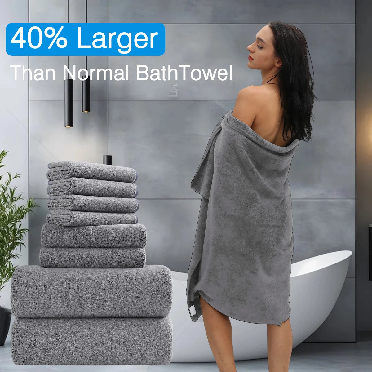 Belista Bath Towels Set 100 Percent Polyester Absorbent Machine Washable