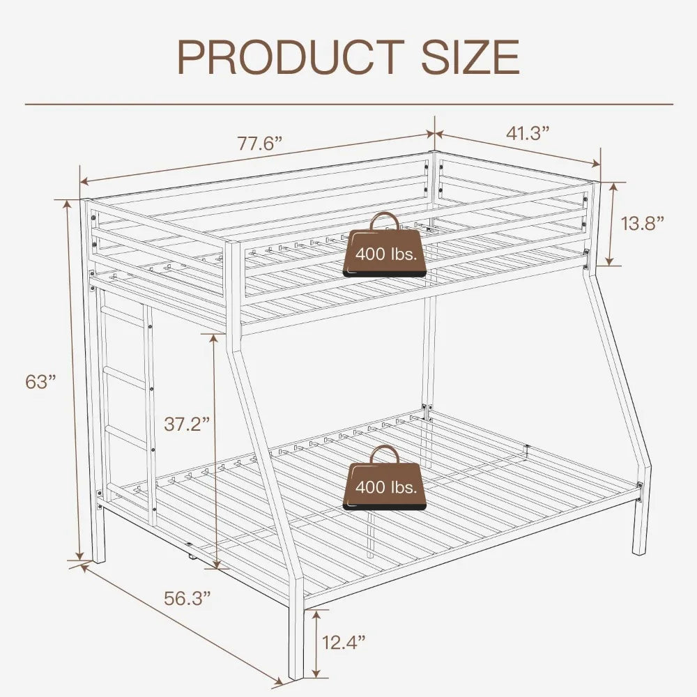 XIAOLANG Metal Loft Bunk Bed Guardrail Ladder Space Saving