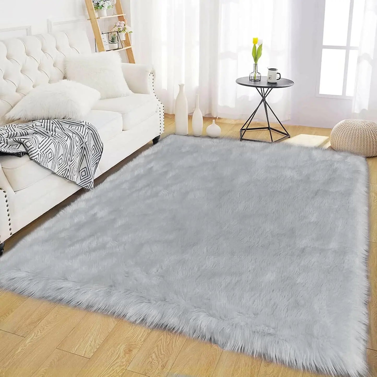 Fluffy Faux Sheepskin Shag Rug for Living Room and Bedroom