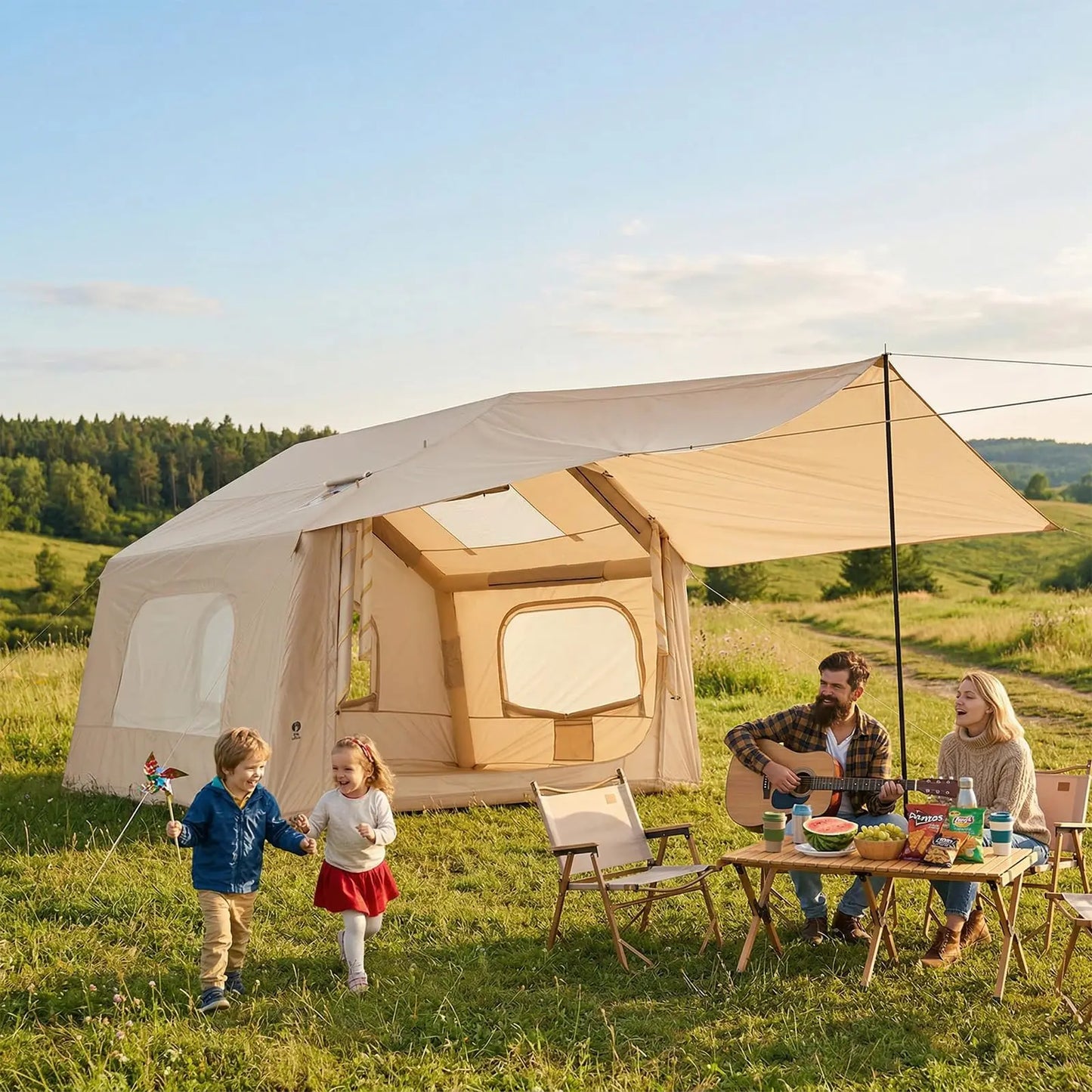 Spacious Inflatable Camping Tent for 6 People With Quick Setup Skylight Canopy
