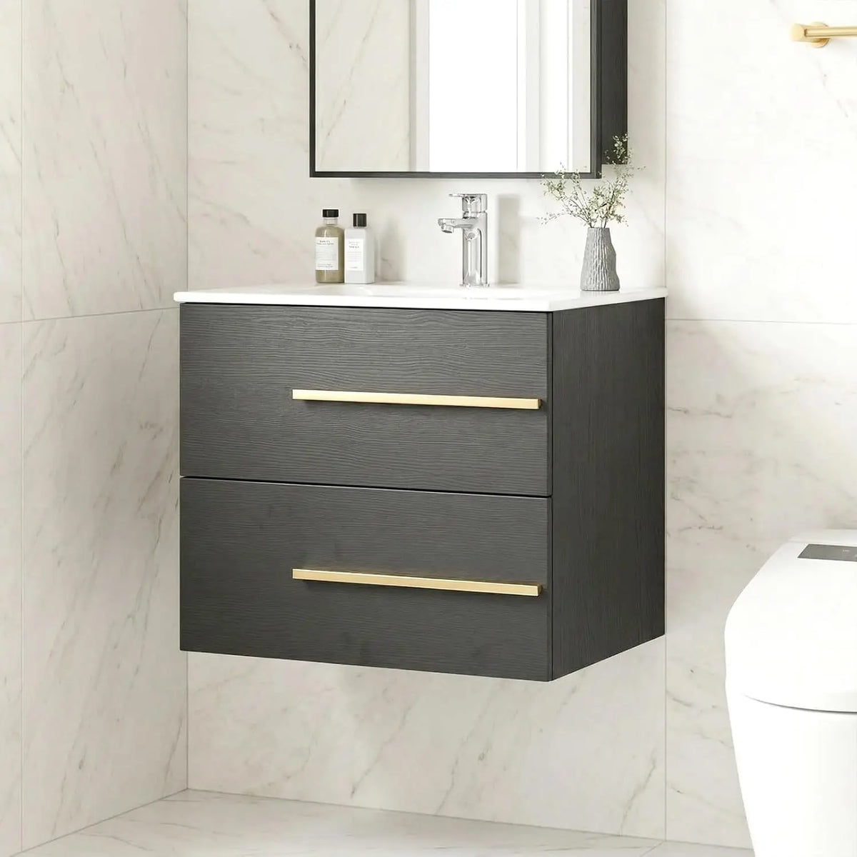 Modern Wall Mounted Floating Bathroom Vanity Cabinet With Sink