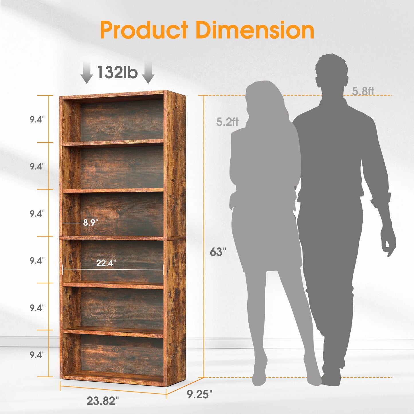 MCQ Wood Shelf Bookcase Open Display Storage For Home
