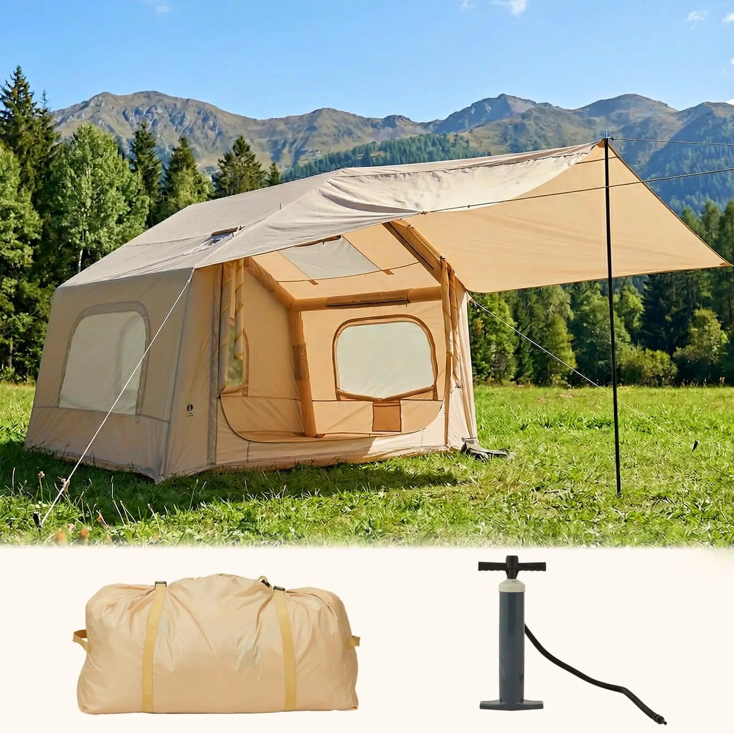 Spacious Inflatable Camping Tent for 6 People With Quick Setup Skylight Canopy