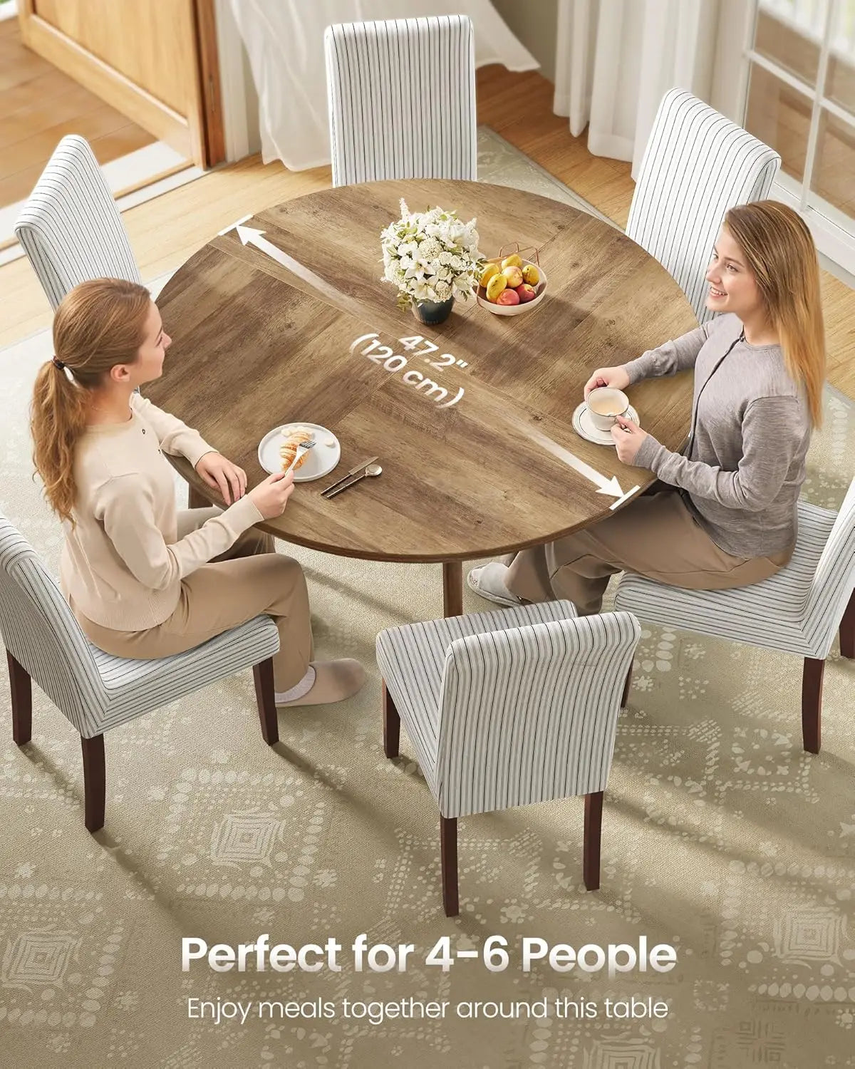 Round Dining Table Modern Tapered Legs Kitchen Dining Room
