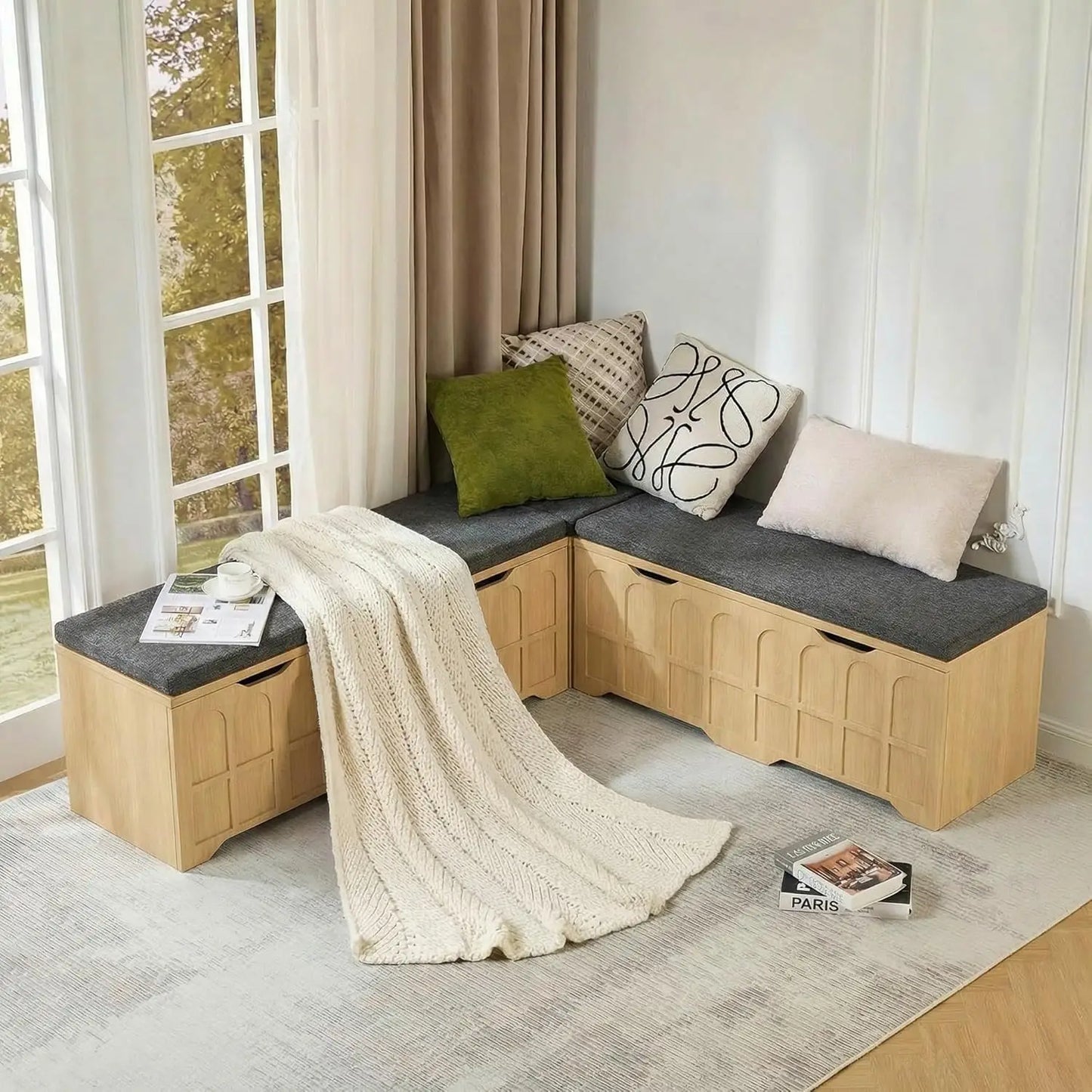 L Shaped Bench With Cushion Arched Doors Breakfast Nook Benches