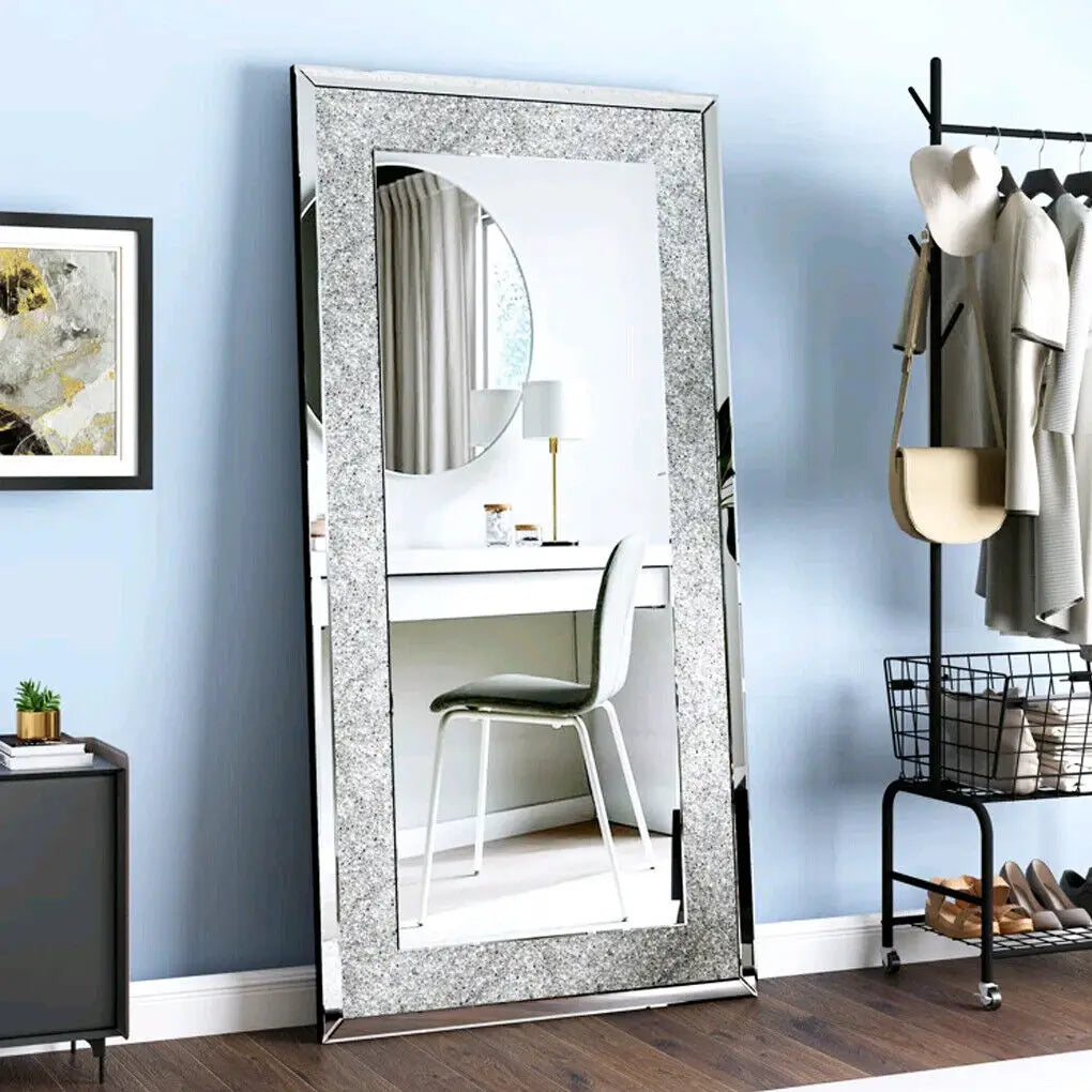 LUVODI Sparkling Crystal Frameless Vanity Mirror Wall Mounted