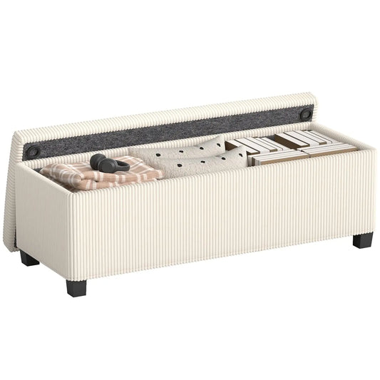 Storage Ottoman Bench With Removable Lid And Padded Seat