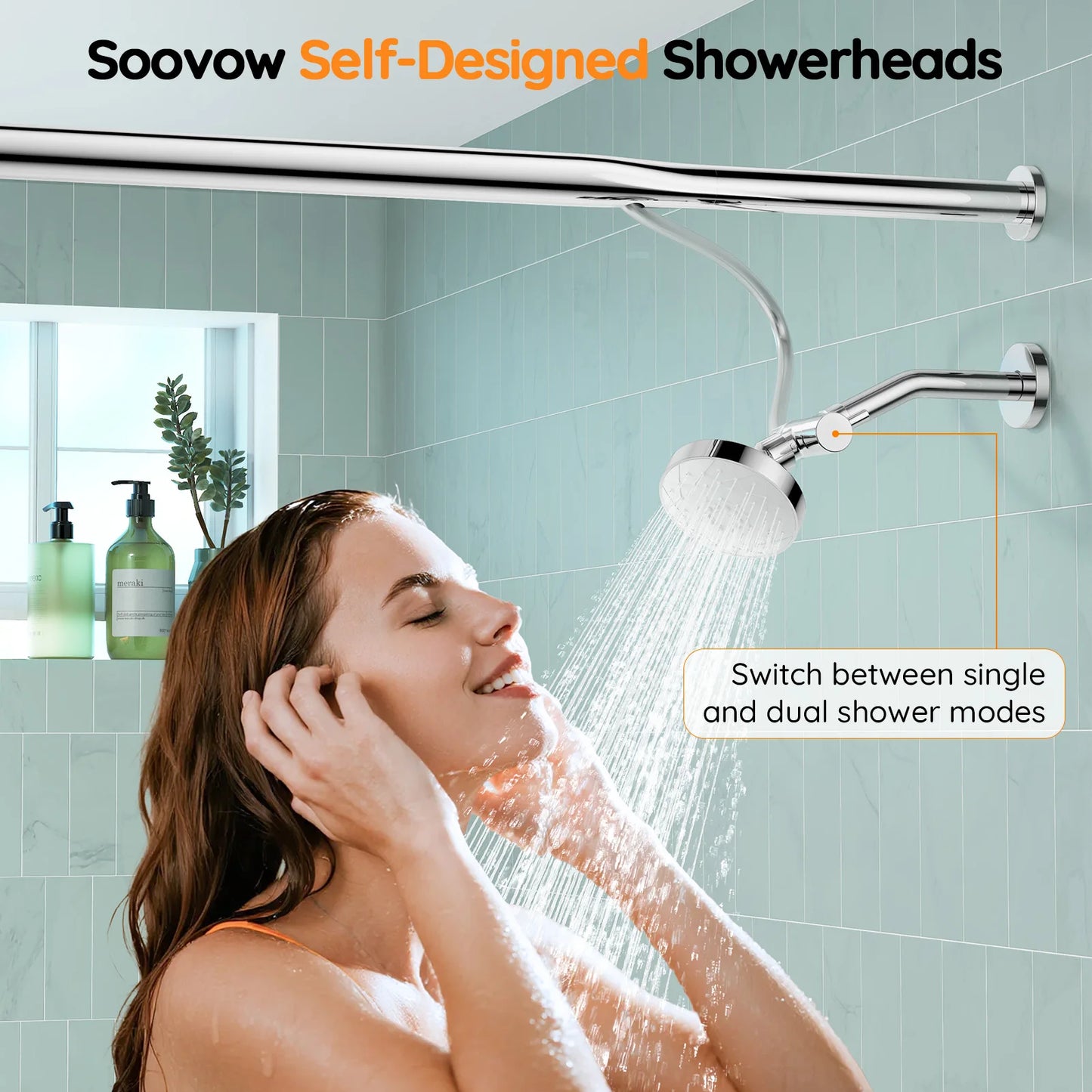 Double Shower Head System For Two People Stainless Wall Mounted