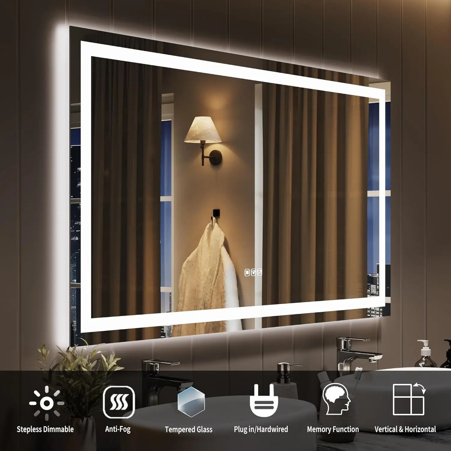 TWISTER.CK LED Vanity Mirror Memory Front Backlit Wall Mount
