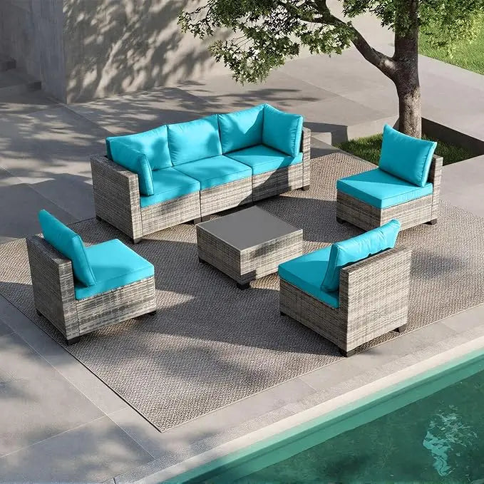 Outdoor Patio Furniture Set All Weather Sectional Sofa PE Rattan