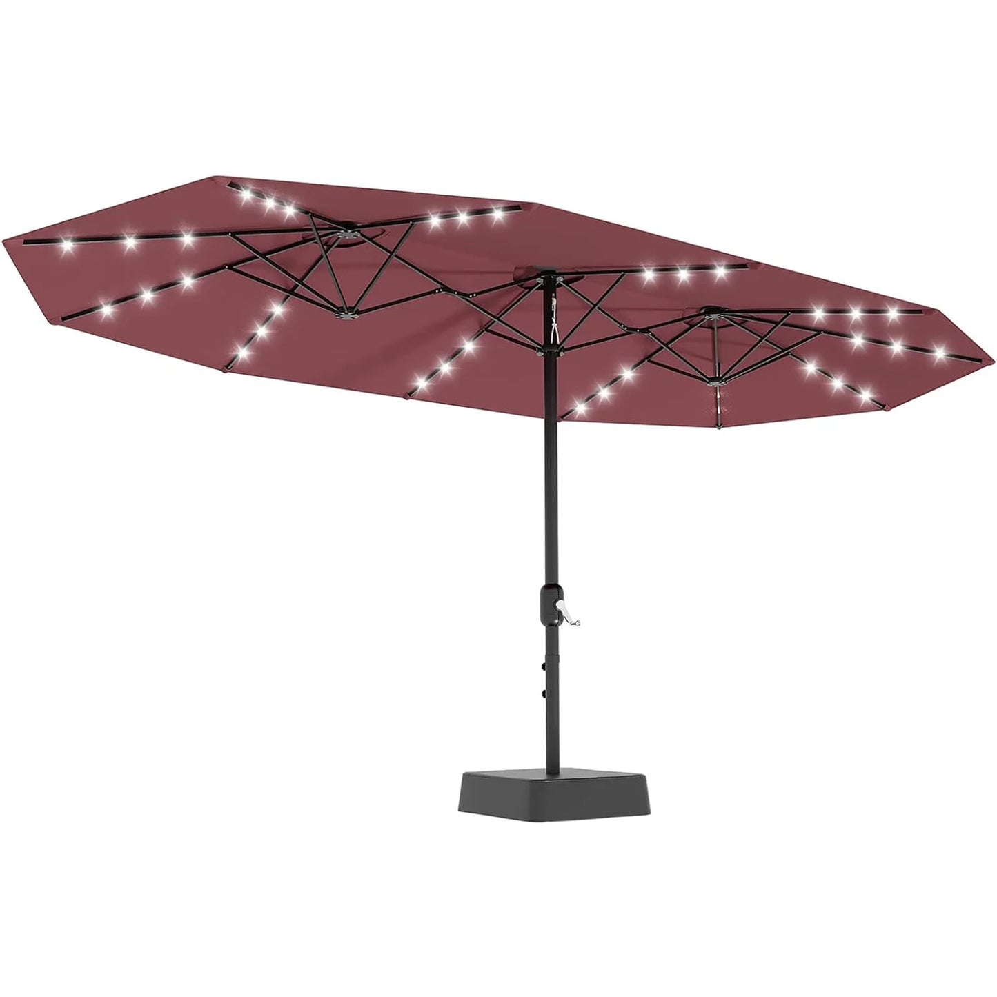 HiMISS Outdoor Patio Umbrella With Solar LED Lights And Base