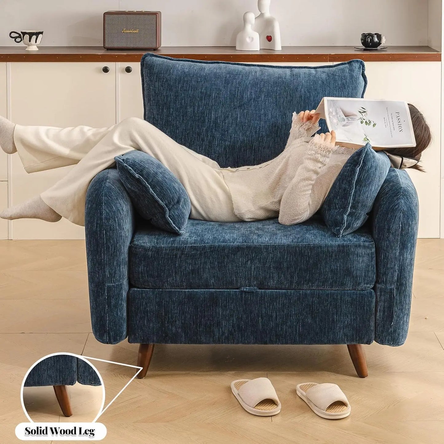 MOYU Accent Chair With Ottoman Storage Living Room