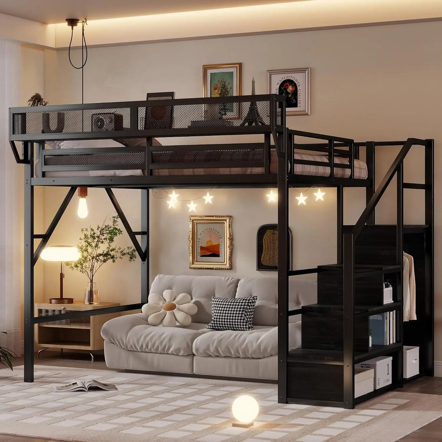 Loft Bed Frame For Adults With Stairs And Wardrobe