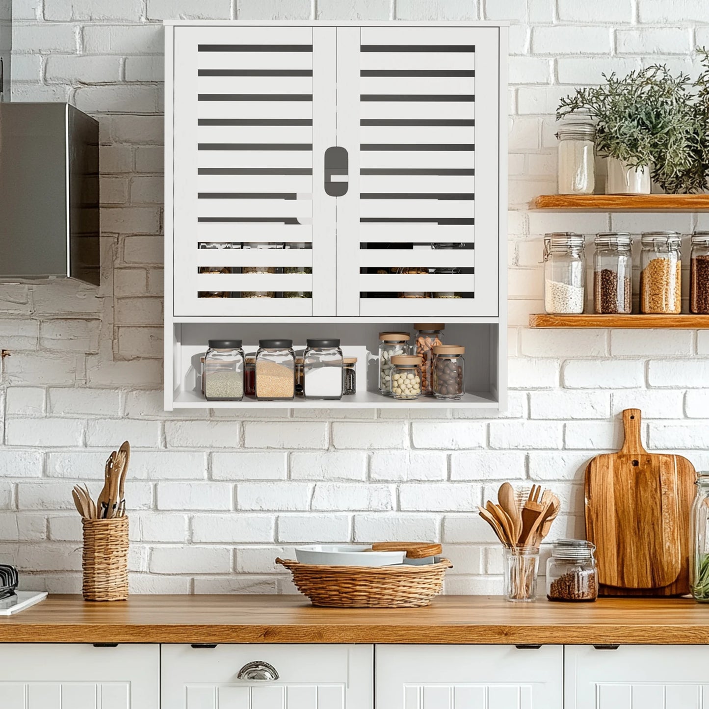 Wall Mounted Bathroom Cabinet With Adjustable Shelves And Double Doors