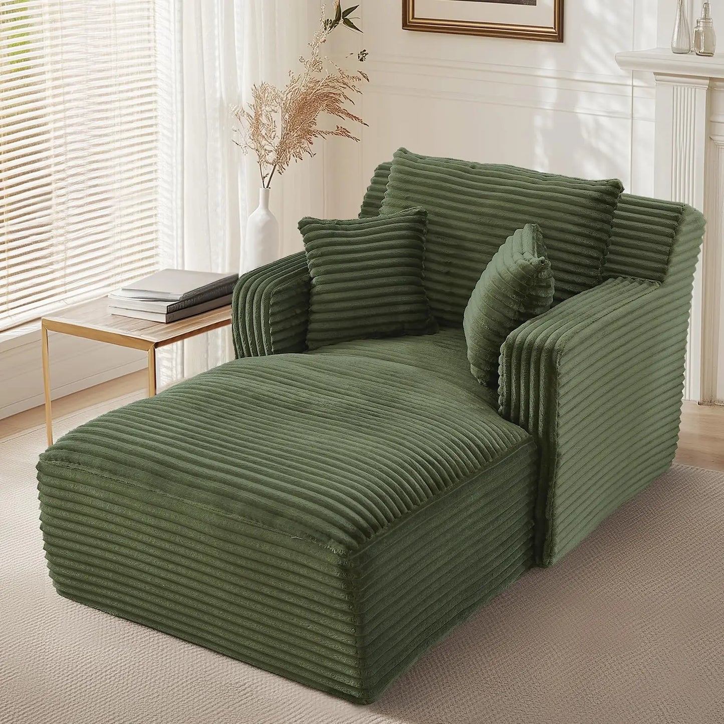 Indoor Oversized Upholstered Chaise Lounge Sofa Bed With 3 Pillows Customized