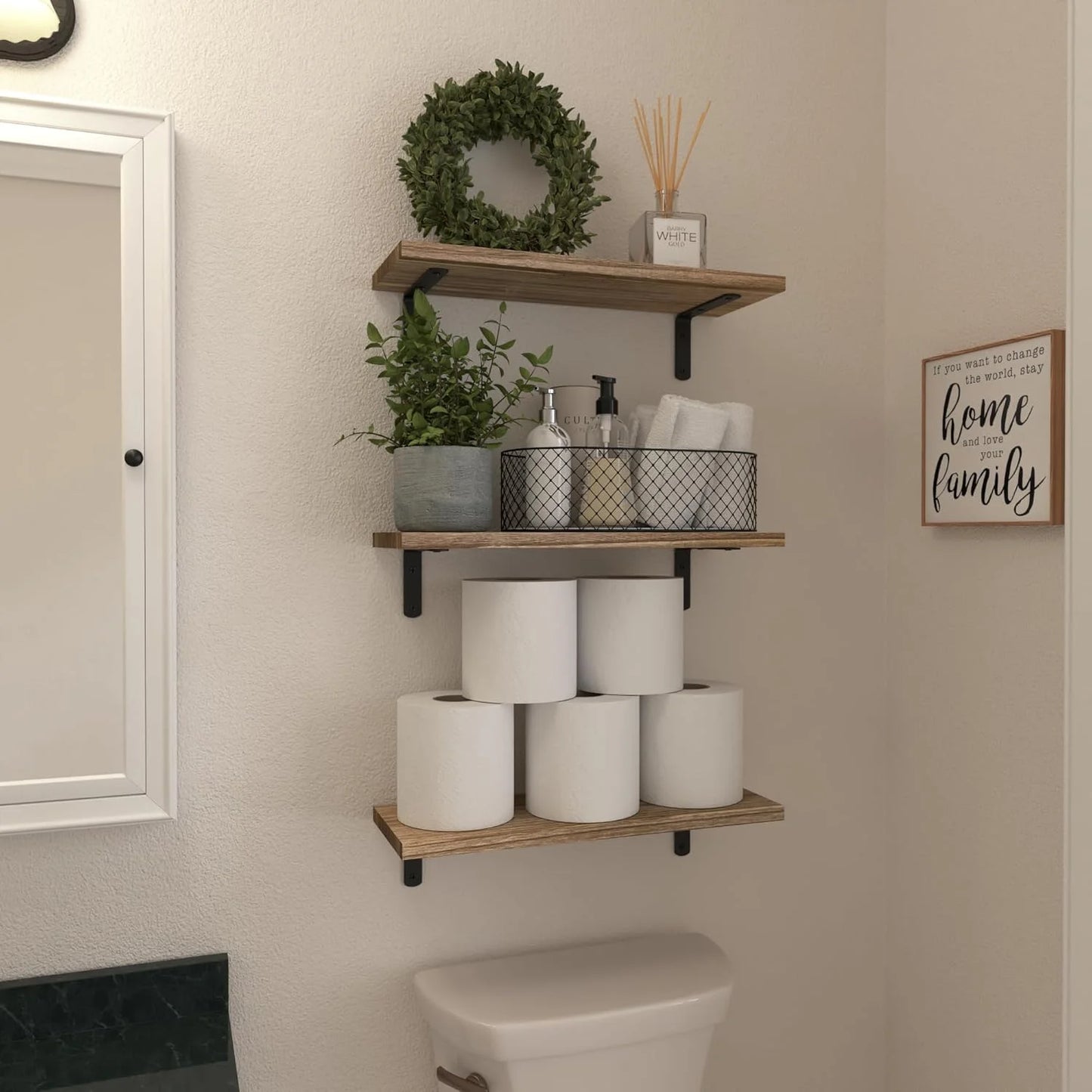 Wood Floating Shelves 6 Pack For Wall Decor And Storage