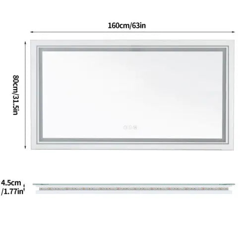 Illuminated LED Bathroom Vanity Mirror With Touch Control