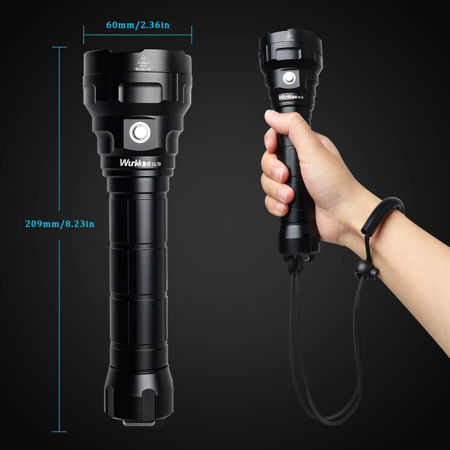 Wurkkos DL70 Diving Flashlight 13000 Lumens Rechargeable