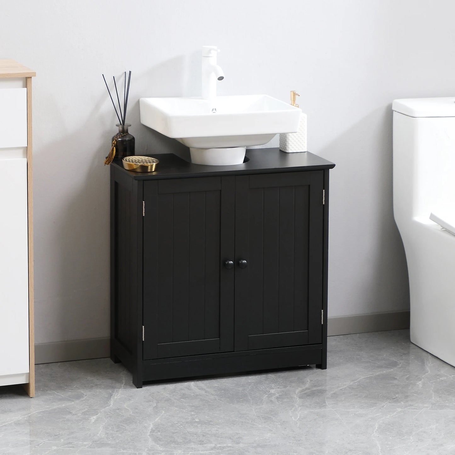HOMCOM Under Sink Bathroom Cabinet Vanity With Doors And Shelf