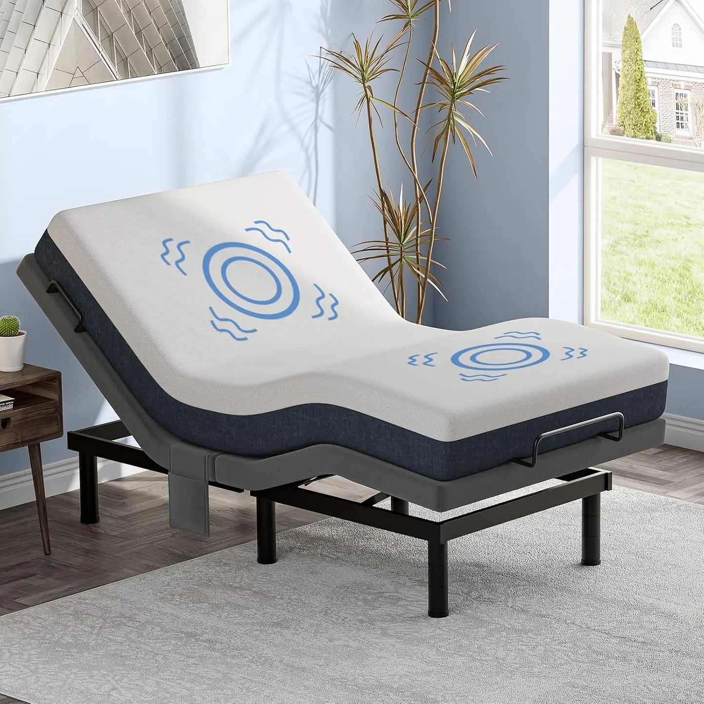 Adjustable Bed Frame With Massage Electric Base USB Ports Remote